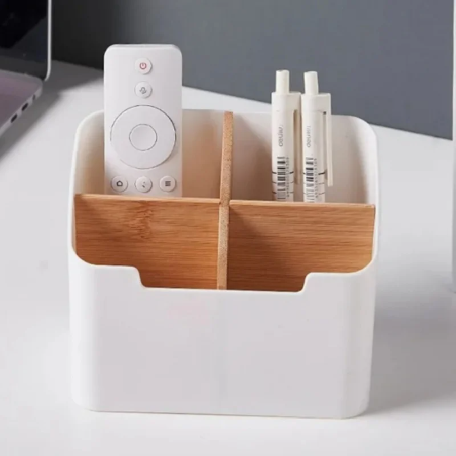 Desktop Organizer Bamboo - Multifunctional Compartment Storage Box Bamboo Wooden