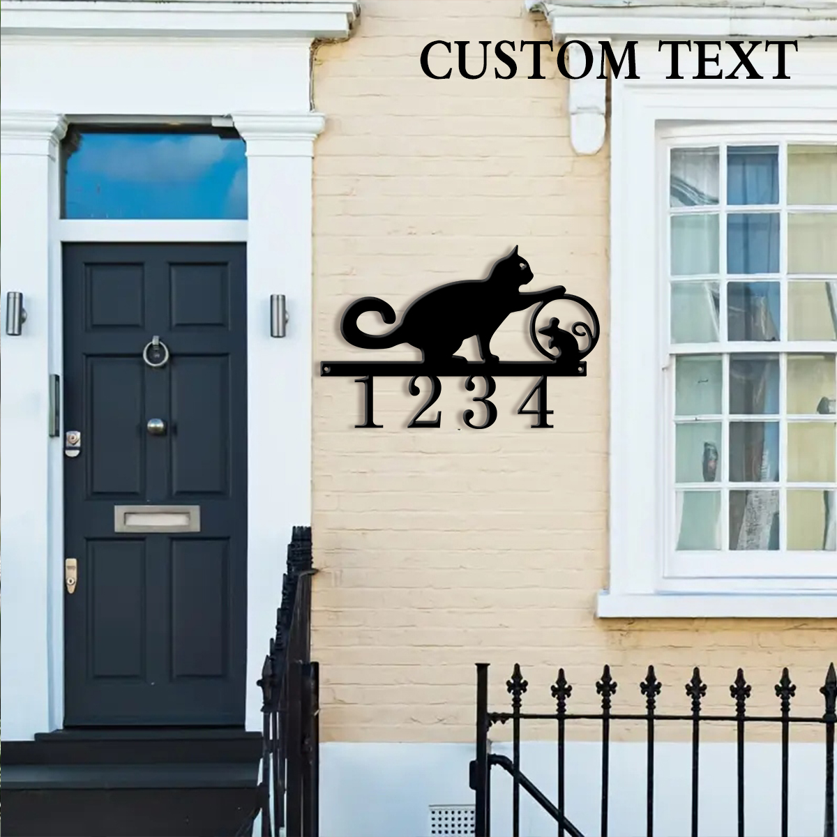 Home Office Number - 1Pc Custom cat Metal Door Street