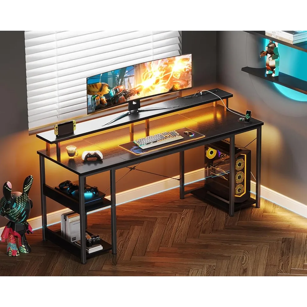 Home Office Shed - 63 inch computer desk with power