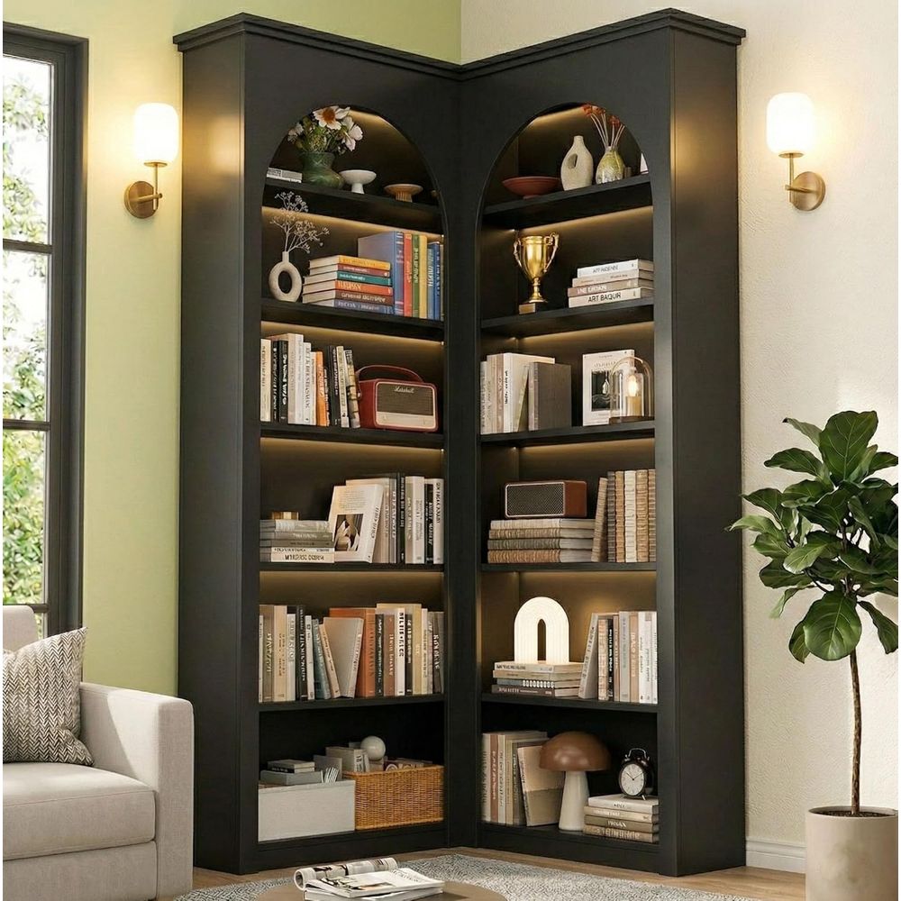 6-Tier L-Shaped Bookcase with  - Home Office Industrial Design 리뷰 및 가격