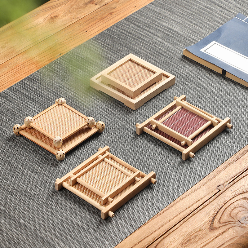 Bamboo Square Tea Coaster Heat - Desktop Organizer Bamboo 리뷰 및 가격