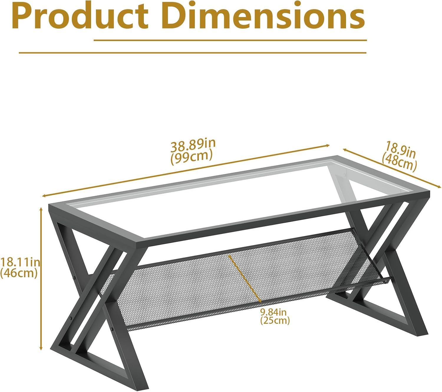 Rectangular Glass Coffee Table - Home Office Industrial Design 리뷰 및 가격