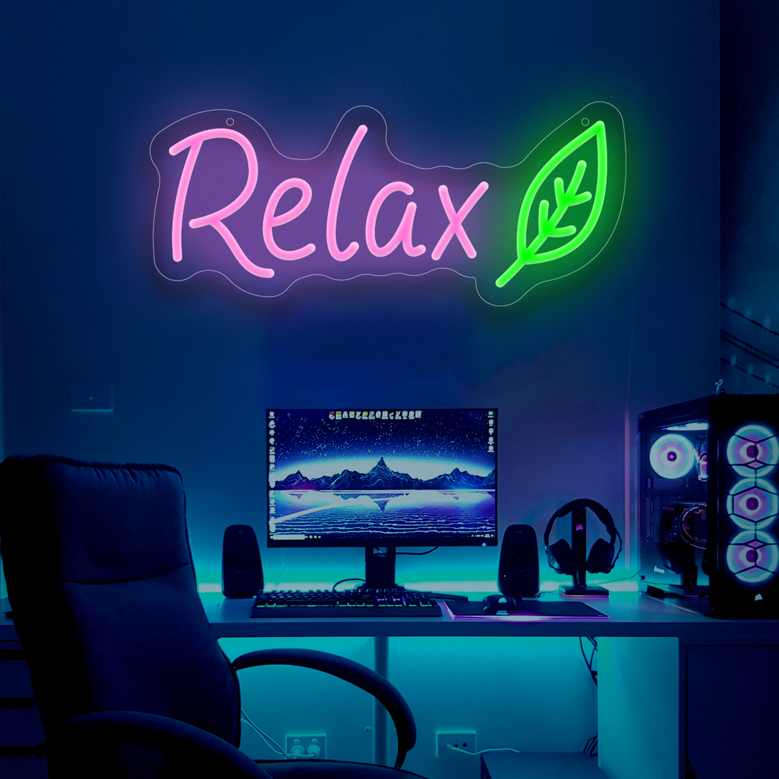 Relax LED Neon Sign Leaf Neon  - Home Office Yoga Room 리뷰 및 가격