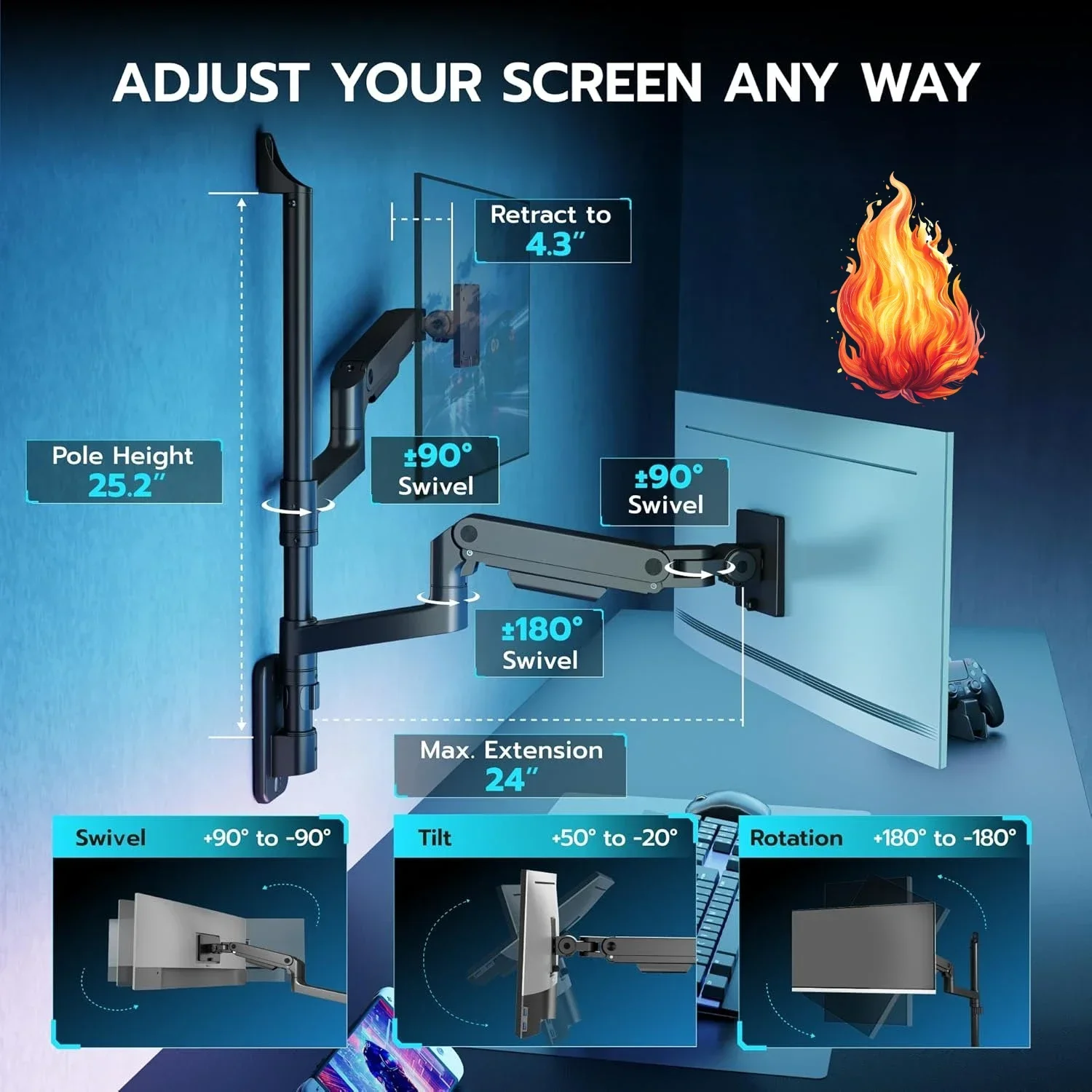 Dual Monitor Wall Mount for 17 - Monitor Arm Dual 리뷰 및 가격