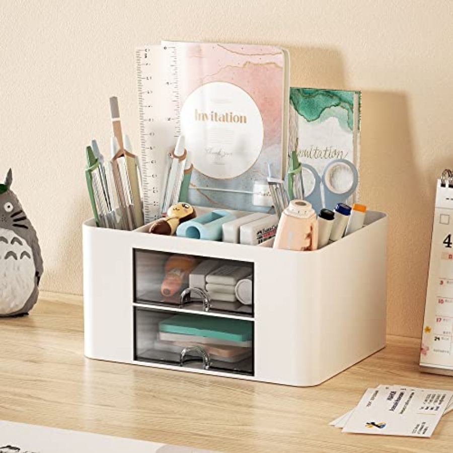 Pen Organizer with 2 Drawer, M - Desktop Organizer Bamboo 리뷰 및 가격