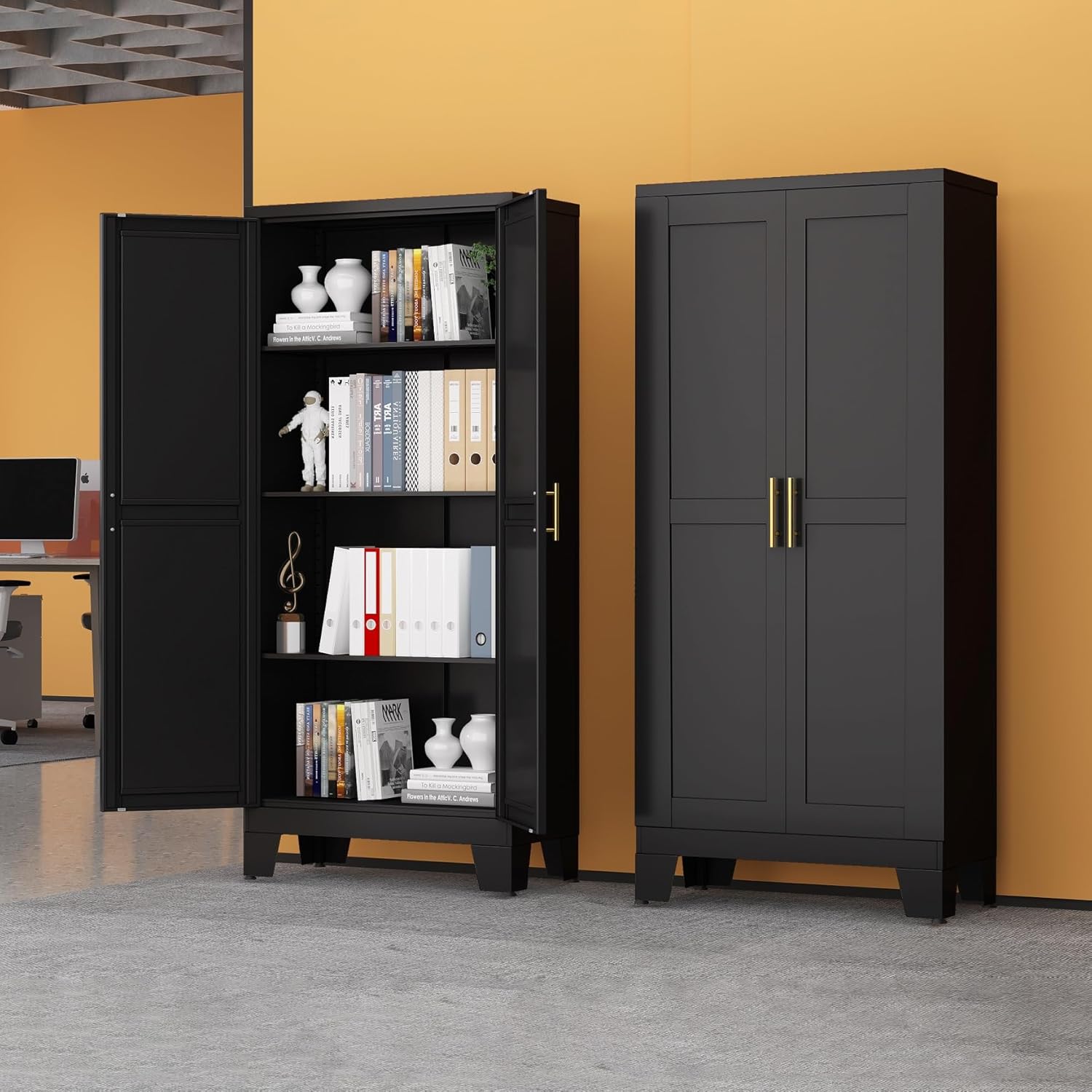Black Metal Storage Cabinet, 6 - Home Office Shed 리뷰 및 가격