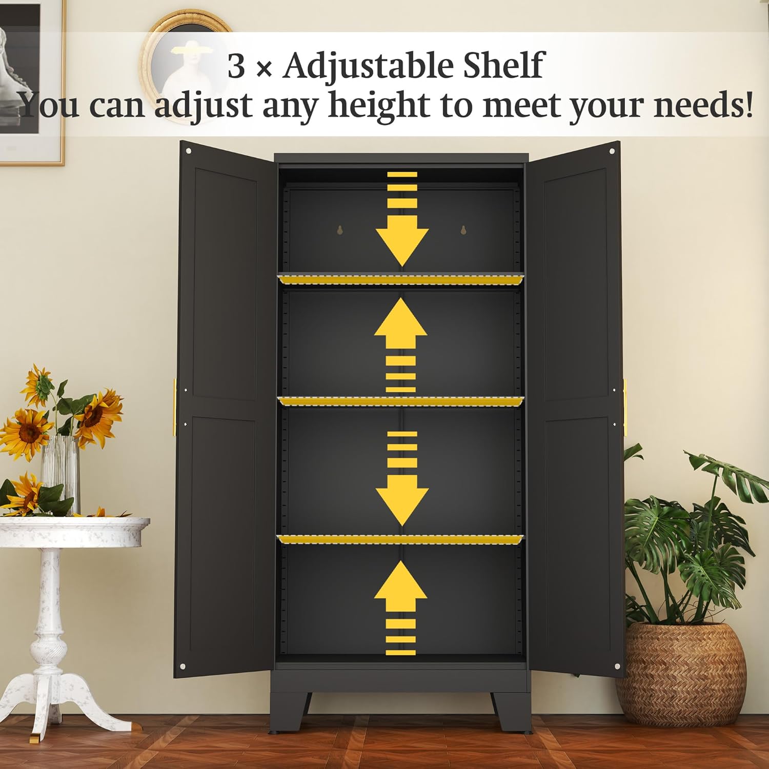 Black Metal Storage Cabinet, 6 - Home Office Shed 리뷰 및 가격