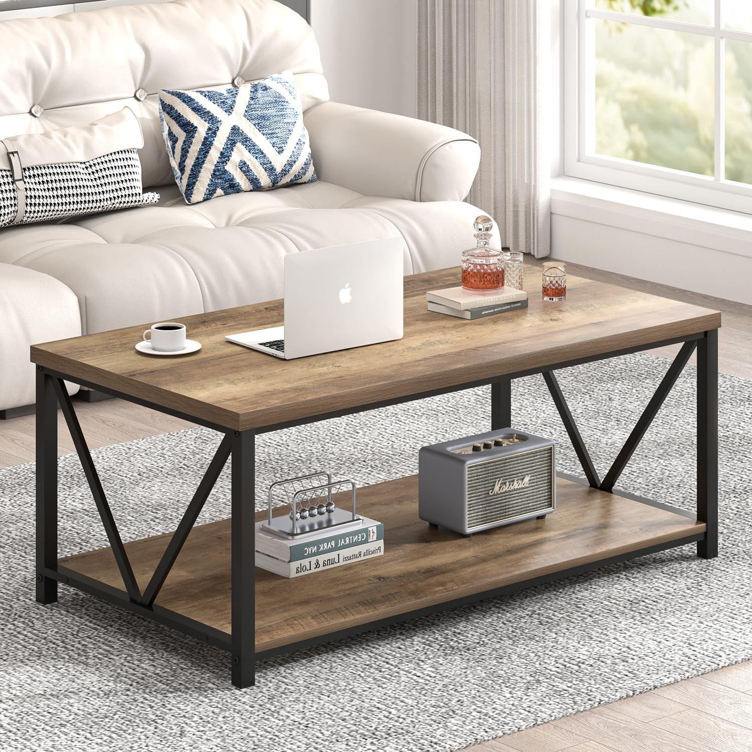Coffee Table with Storage Shel - Home Office Industrial Design 리뷰 및 가격