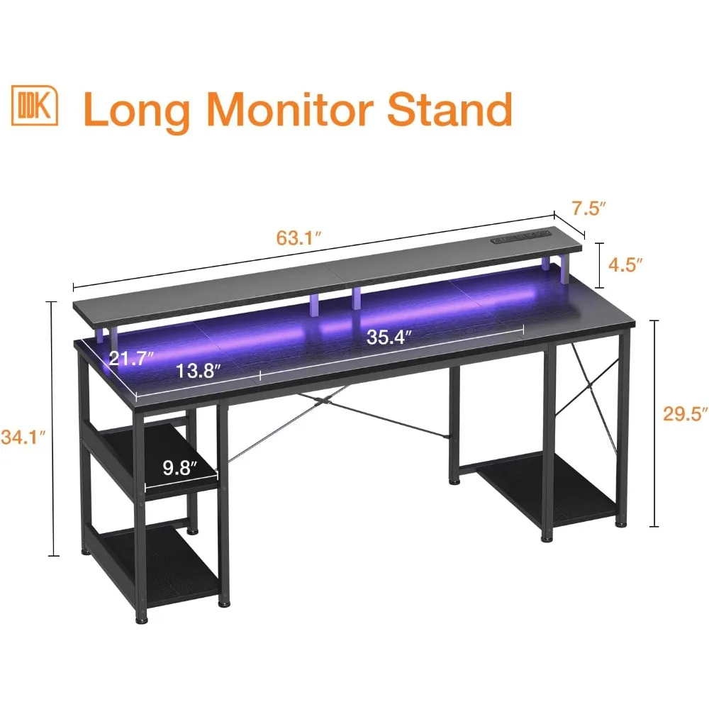 63 inch computer desk with pow - Home Office Shed 리뷰 및 가격